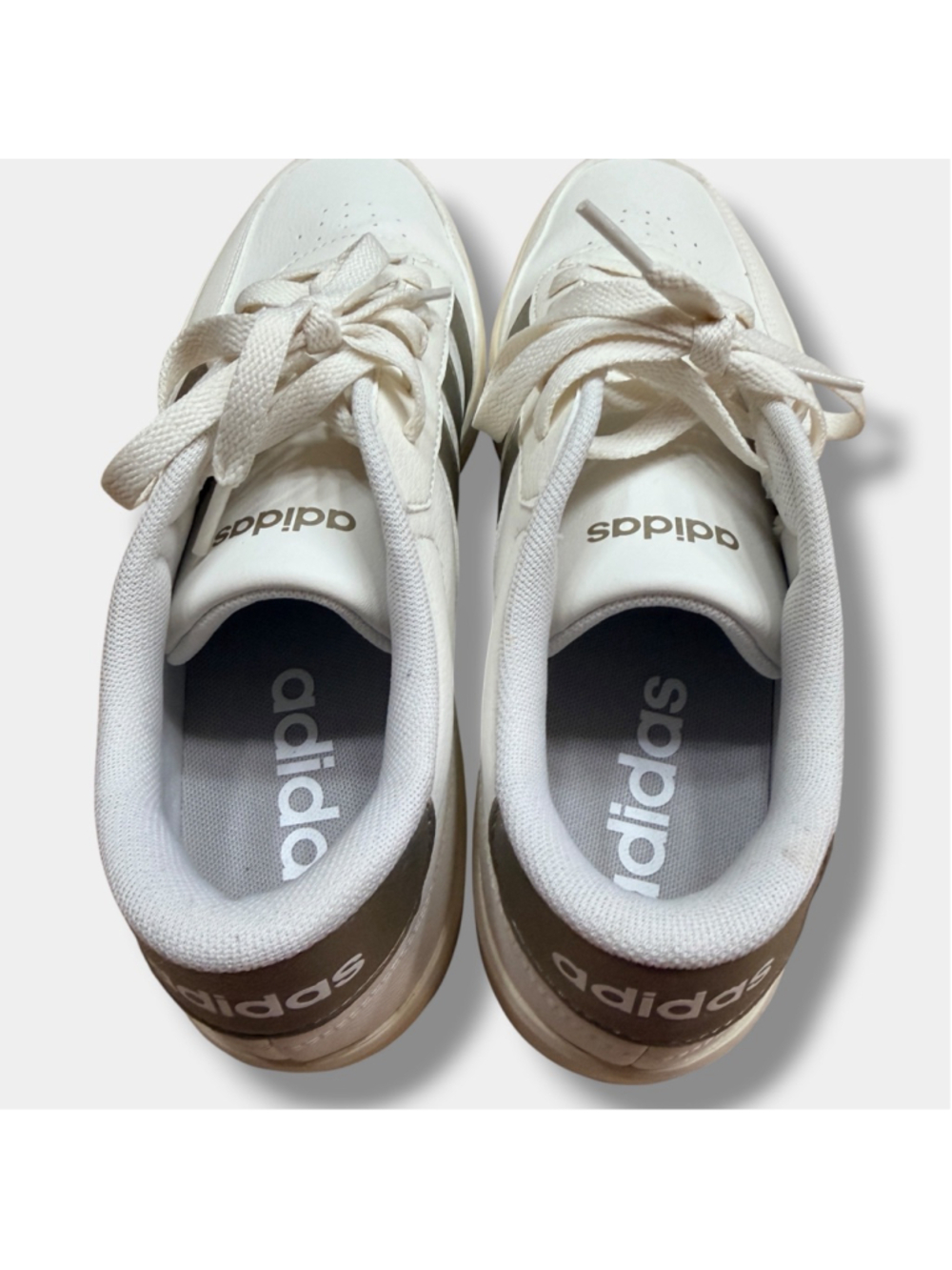 Adidas Women’s Size 10 White Silver Stripe Sneakers Casual Lace Up Shoes - Picture 10 of 12